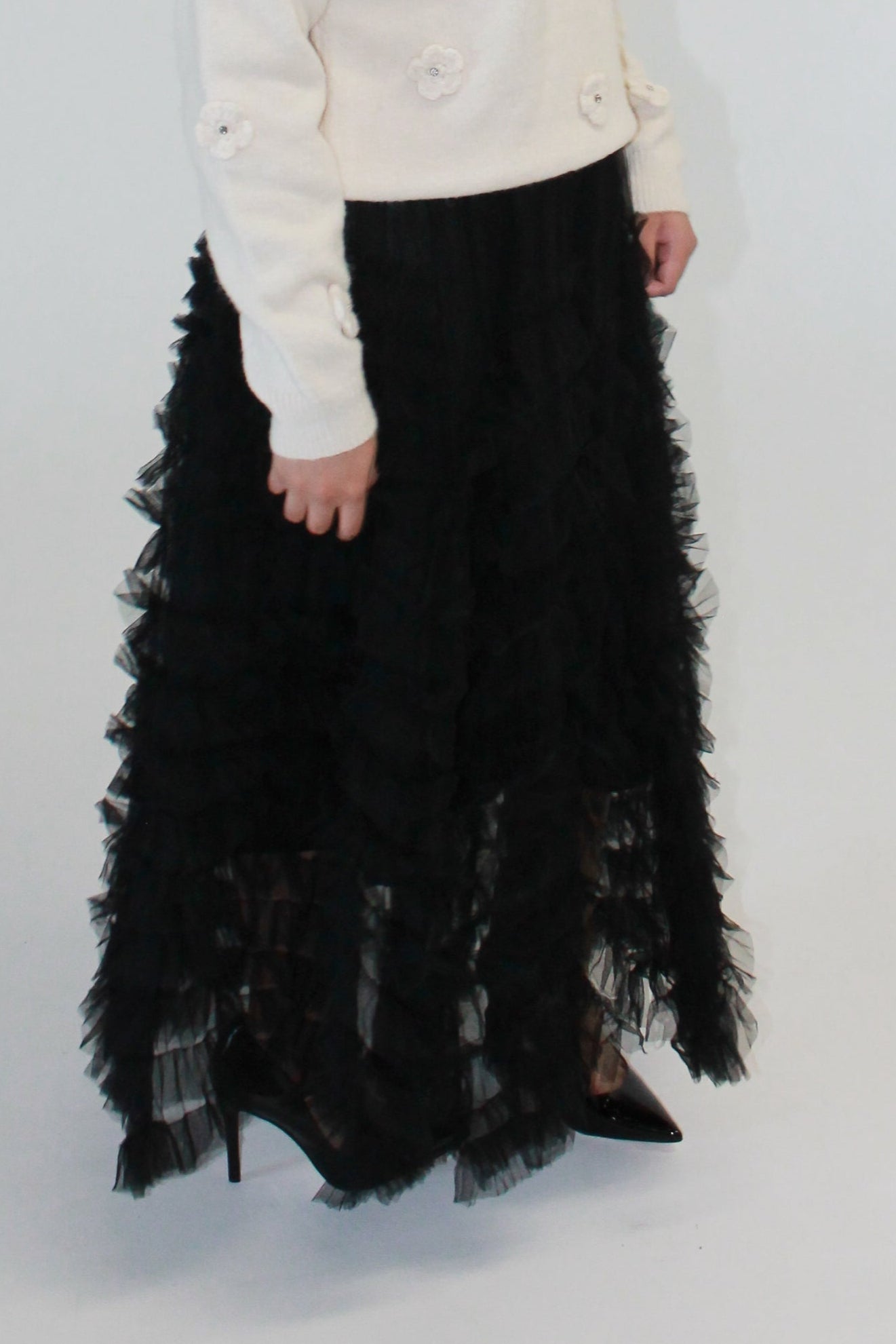 EVERLY RUFFLED ASYMMETRIC SKIRT