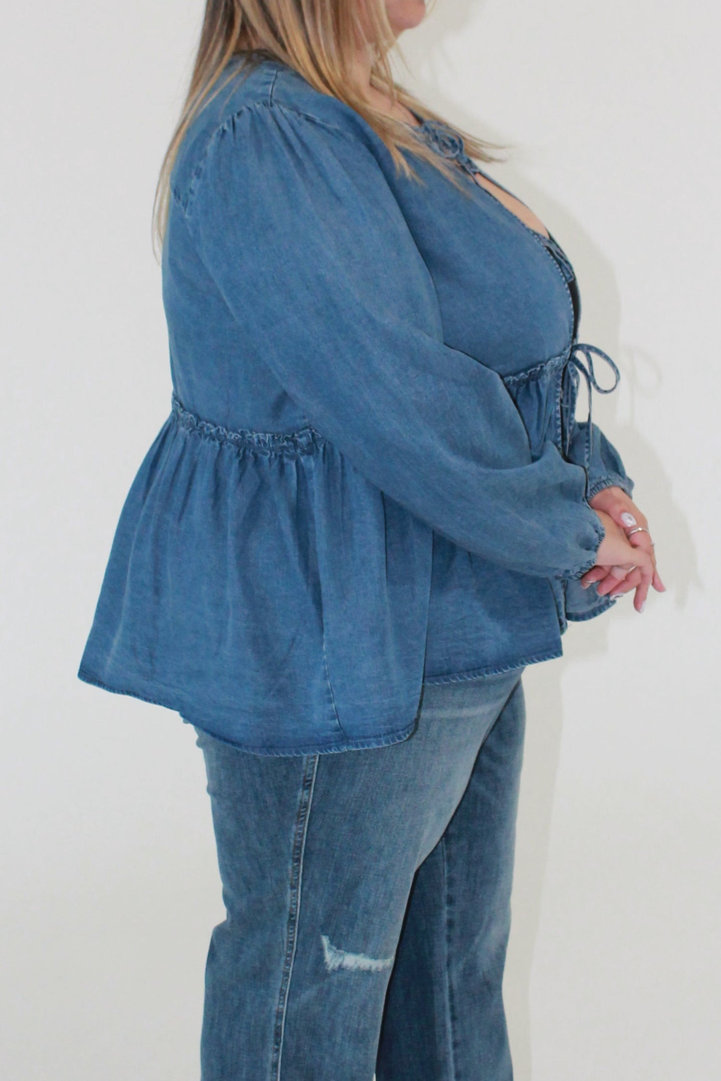 Chelsea- Plus Size Denim Cardigan