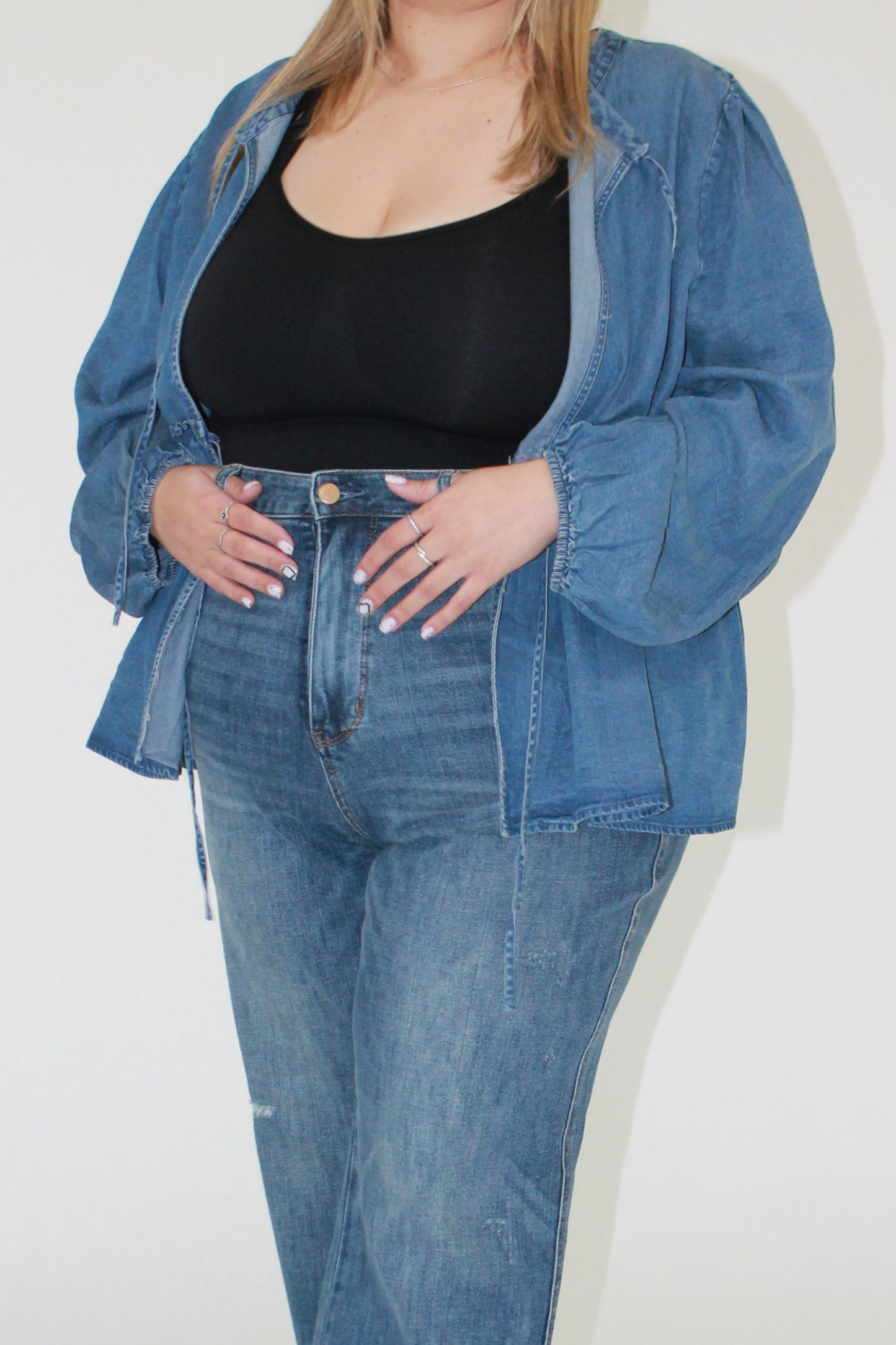Chelsea- Plus Size Denim Cardigan