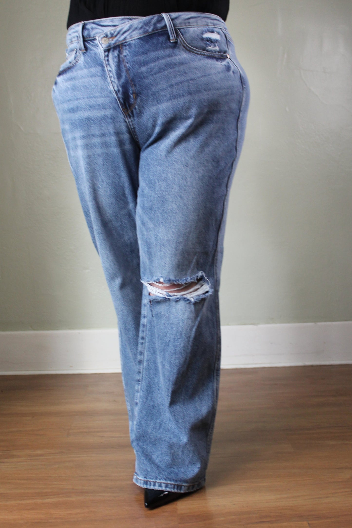 JUDY BLUE HW Rigid Magic Criss-Cross Dad Jean-PLUS