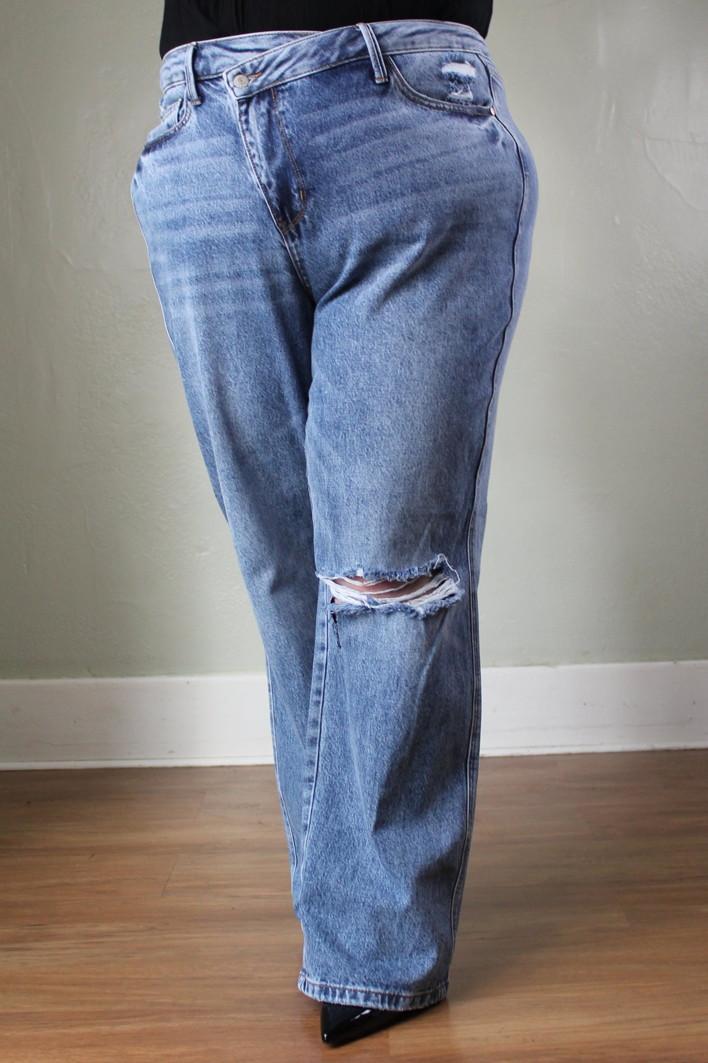 JUDY BLUE HW Rigid Magic Criss-Cross Dad Jean-PLUS
