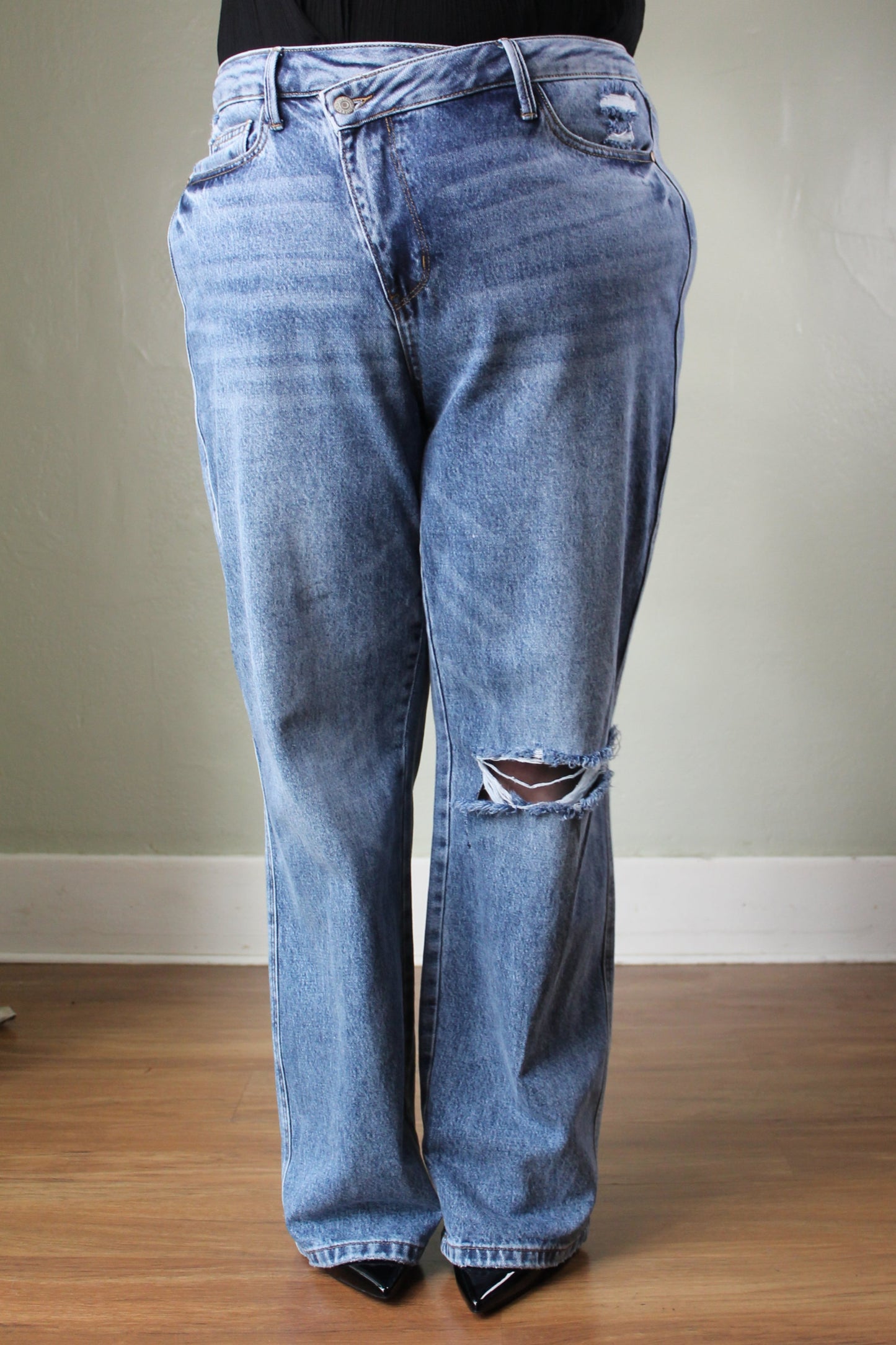 JUDY BLUE HW Rigid Magic Criss-Cross Dad Jean-PLUS