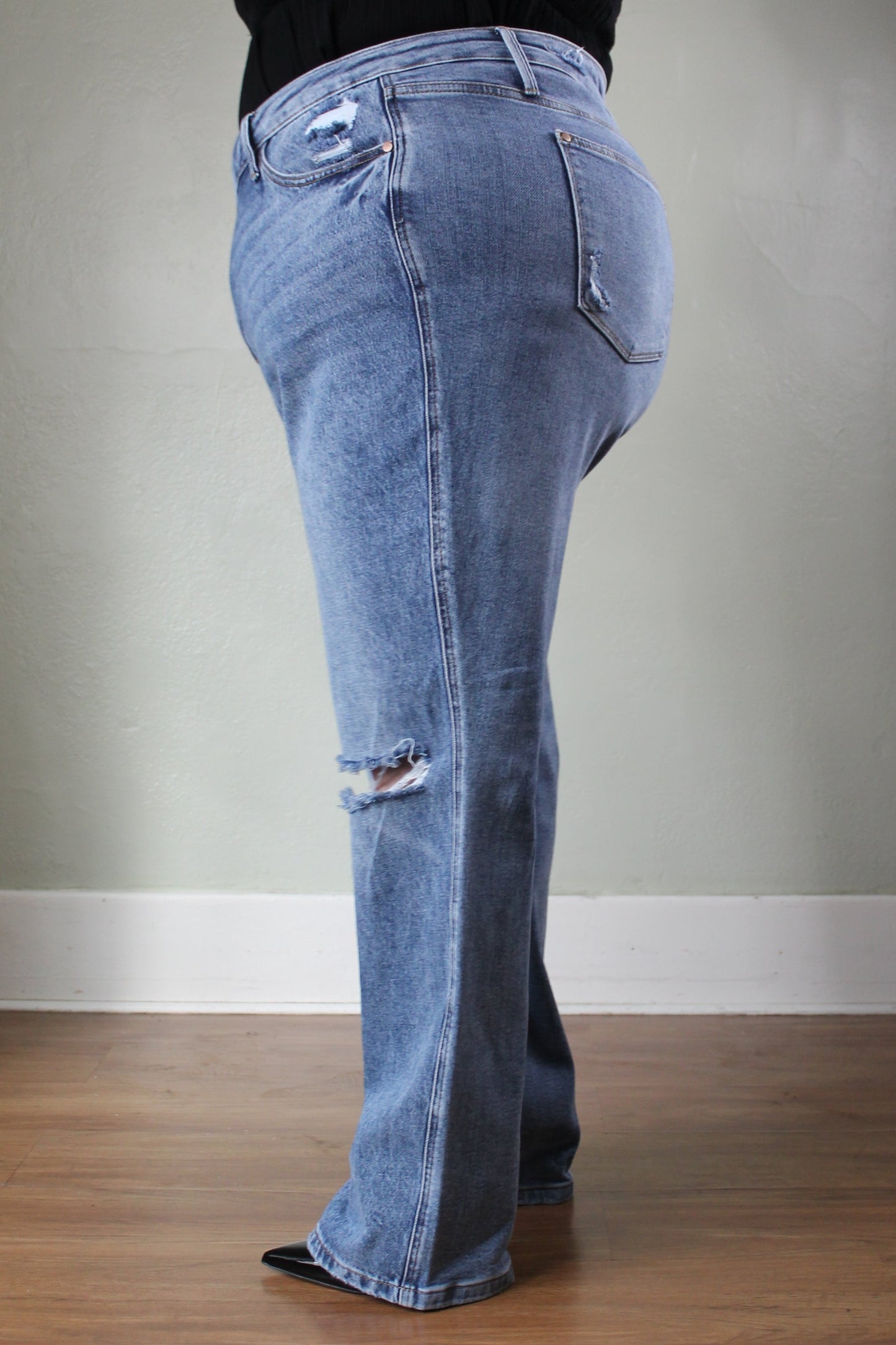 JUDY BLUE HW Rigid Magic Criss-Cross Dad Jean-PLUS