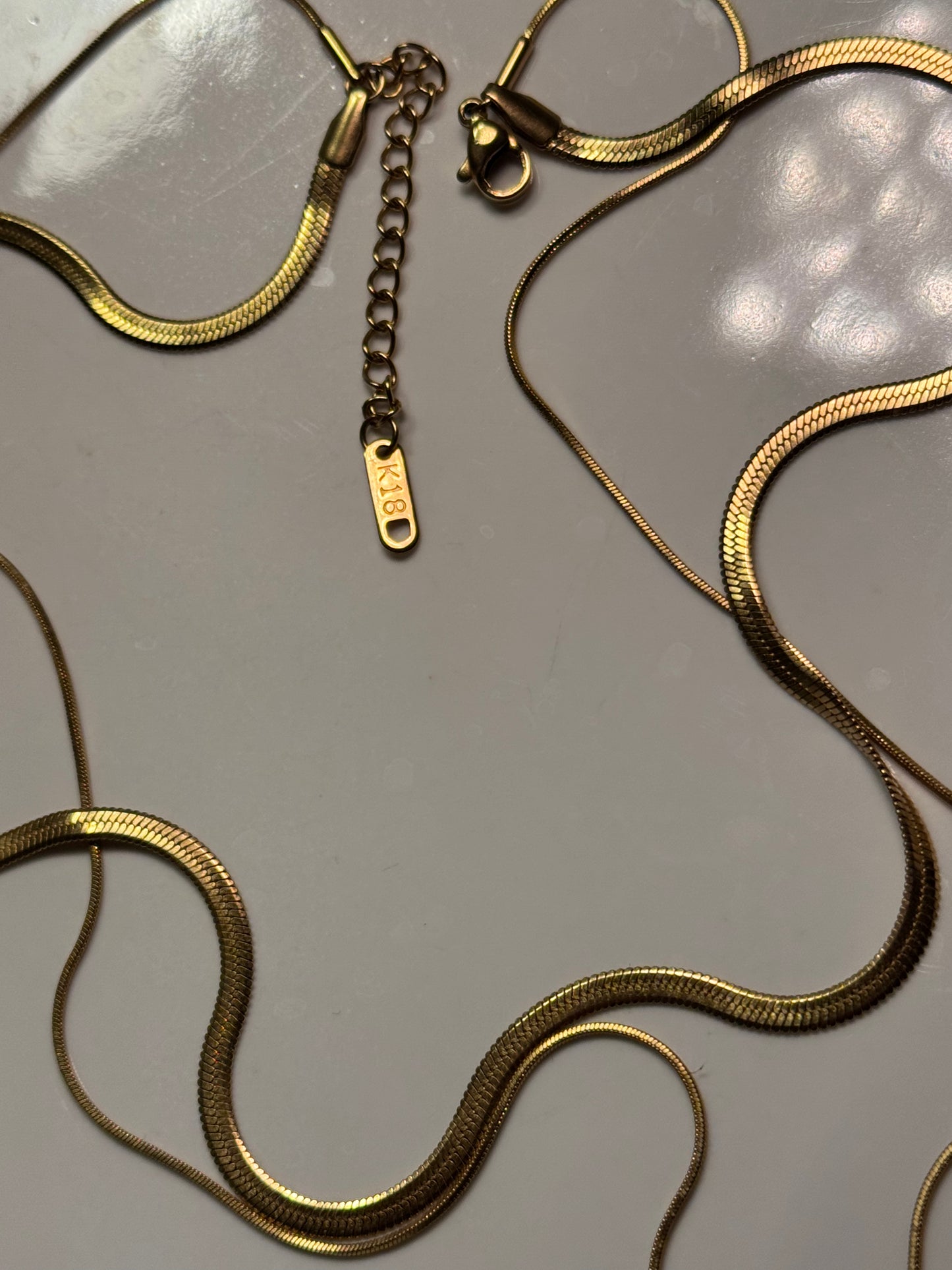 JANIE 18K Gold Non-Tarnish Layered Flat Snake Necklace