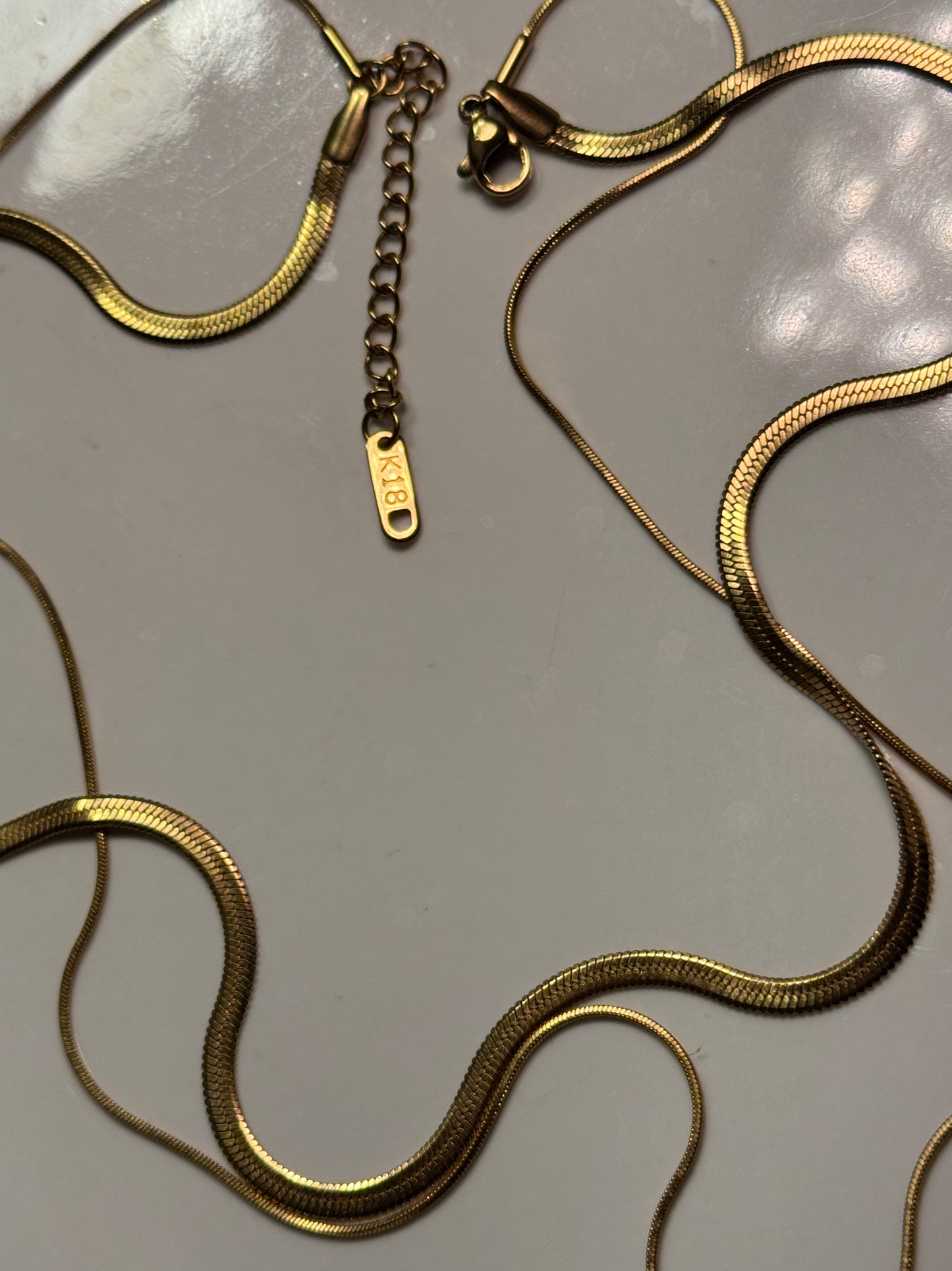 JANIE 18K Gold Non-Tarnish Layered Flat Snake Necklace