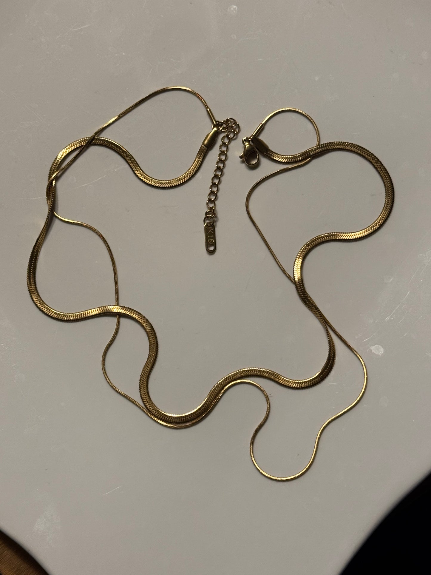 JANIE 18K Gold Non-Tarnish Layered Flat Snake Necklace