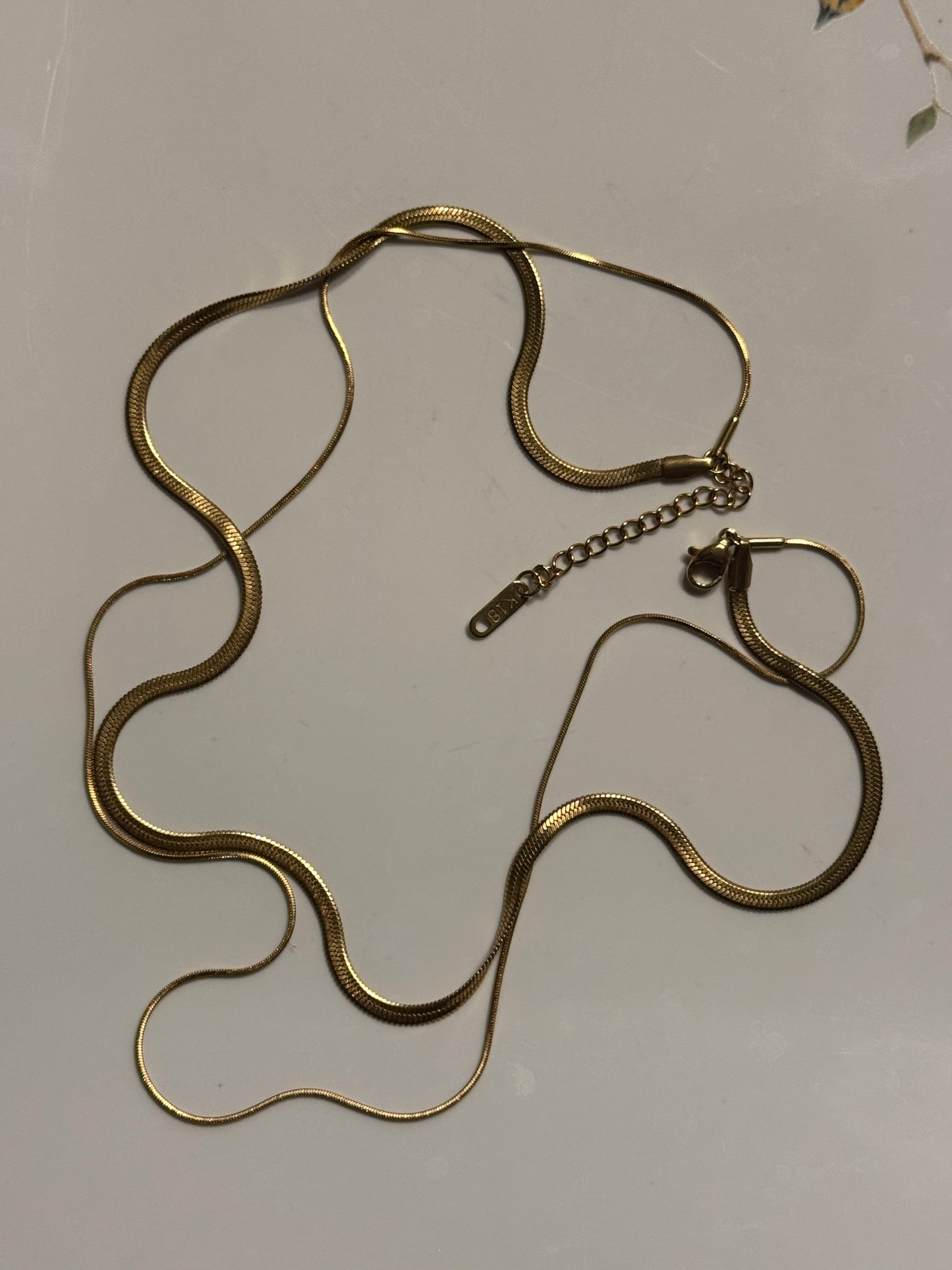JANIE 18K Gold Non-Tarnish Layered Flat Snake Necklace