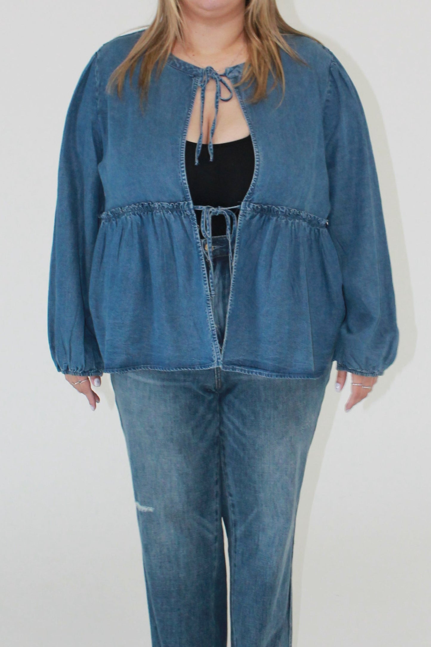 Chelsea- Plus Size Denim Cardigan