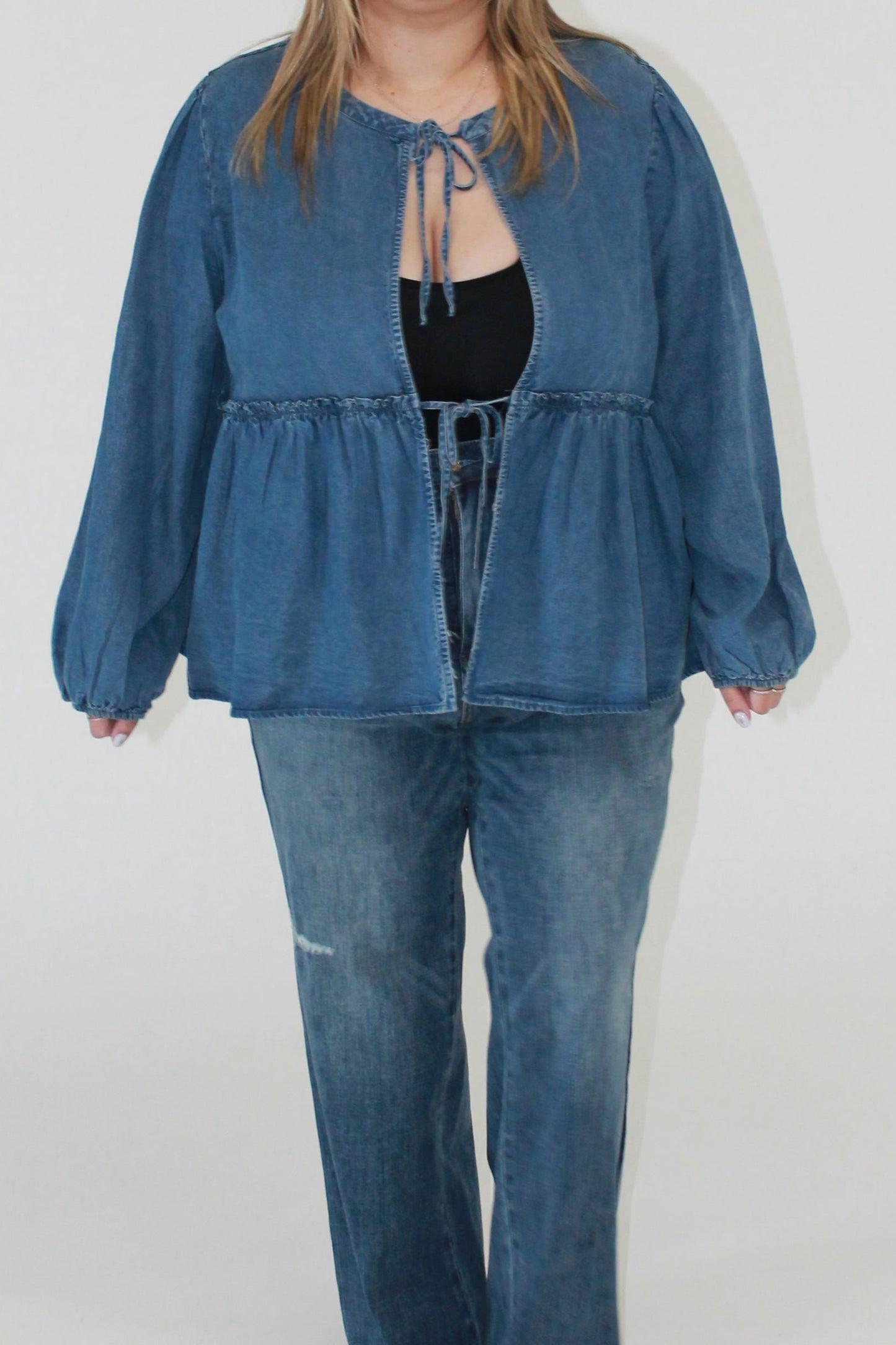 Chelsea- Plus Size Denim Cardigan